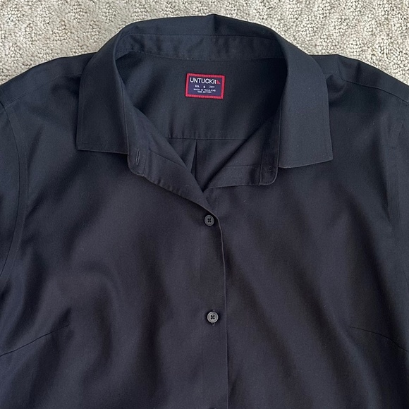 UNTUCKit Women's 100% Cotton Long Sleeve Button-Down Blouse Black 6 Classic - Picture 2 of 10